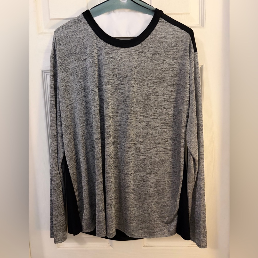 Zara Women’s Silver/Gray and Black Long Sleeve Shirt with Drape Back